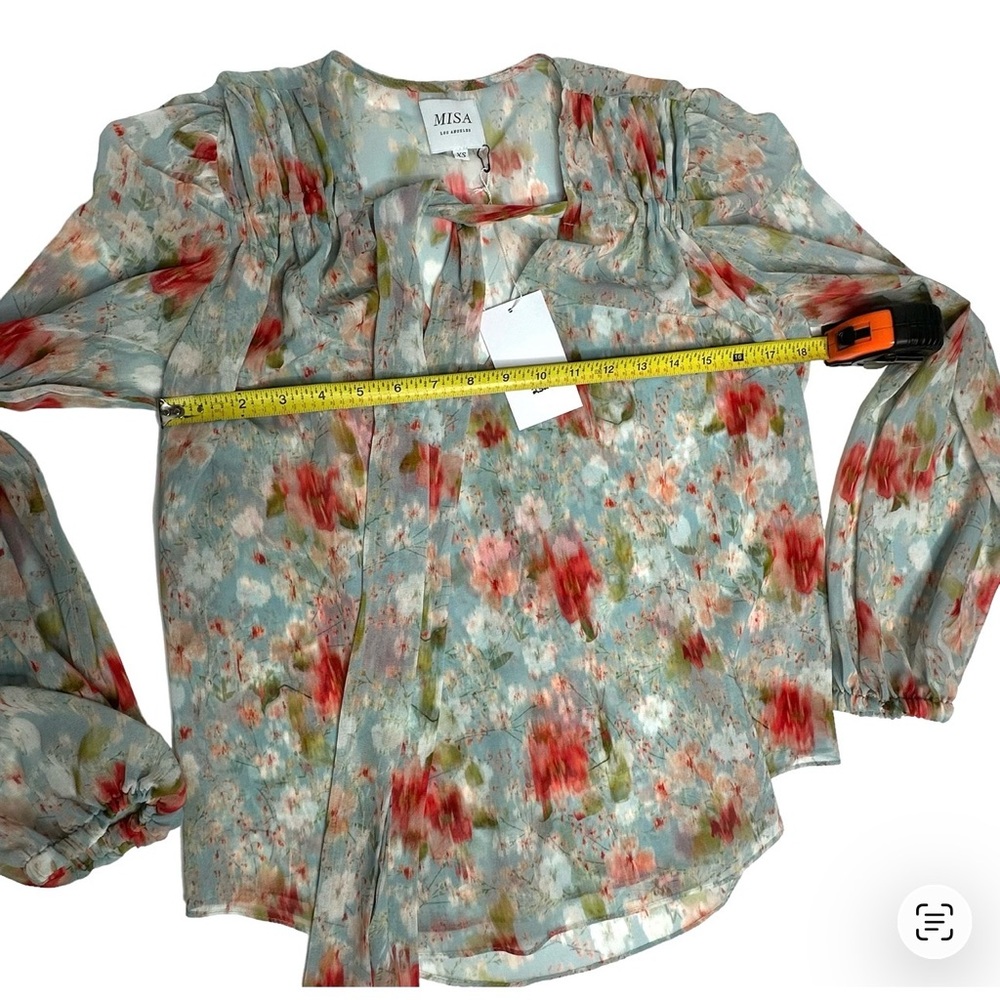 NWT MISA Los Angeles Ceyla Floral Scarf Tie Blouse xs - Picture 12 of 14